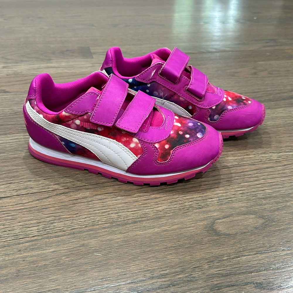 Girls pink puma sneakers size 2.5 youth